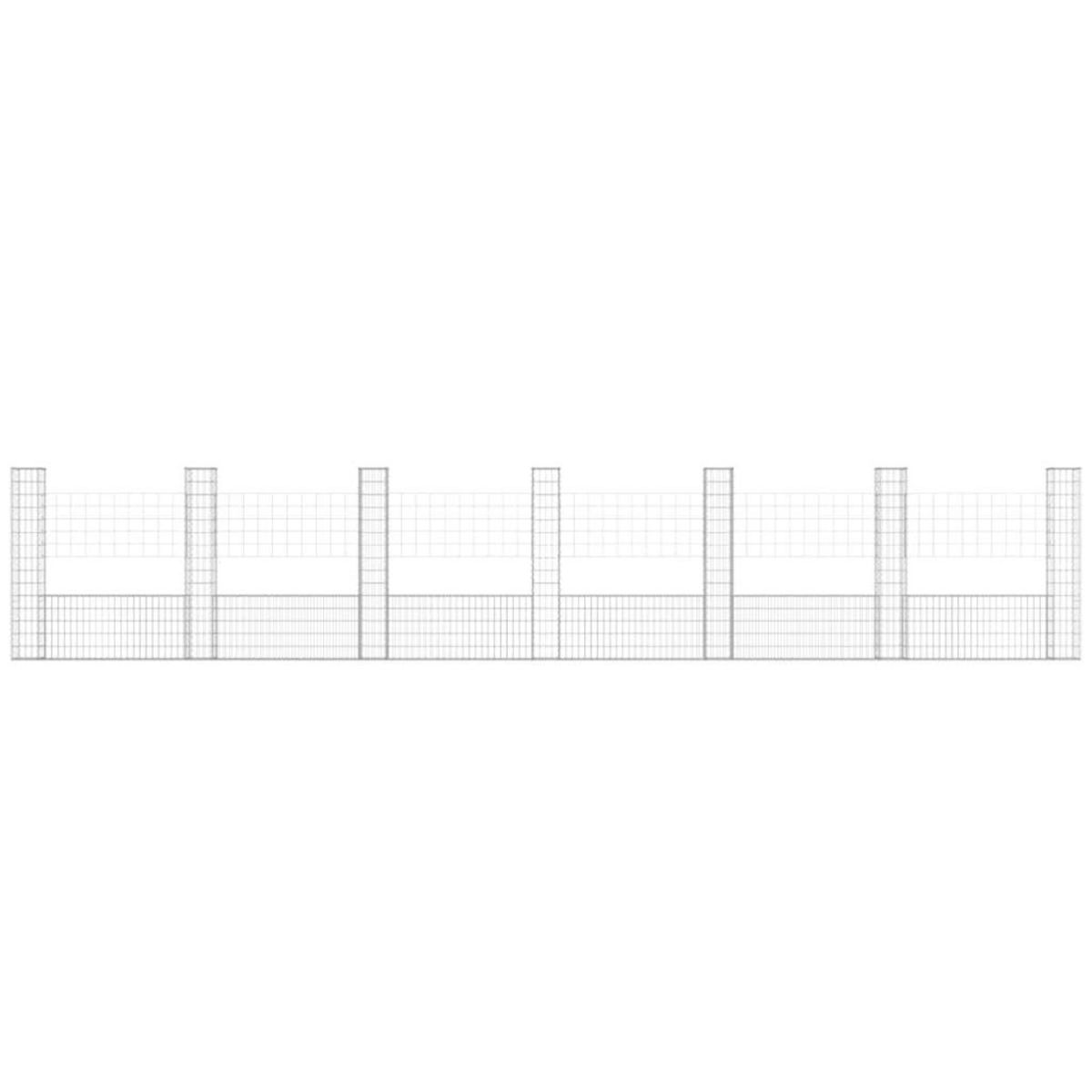 VIDAXL Panier de gabion en forme de U avec 7 poteaux Fer 740x20x150 cm