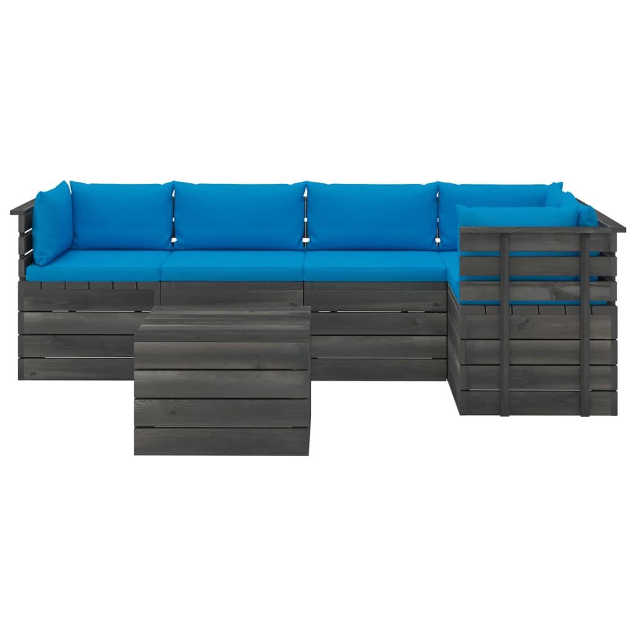Voir la diapositive 3 : VIDAXL Salon palette de jardin 6 pcs avec coussins Bois de pin massif