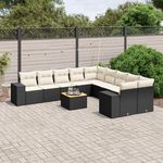 VIDAXL Salon de jardin 11 pcs avec coussins noir resine tressee