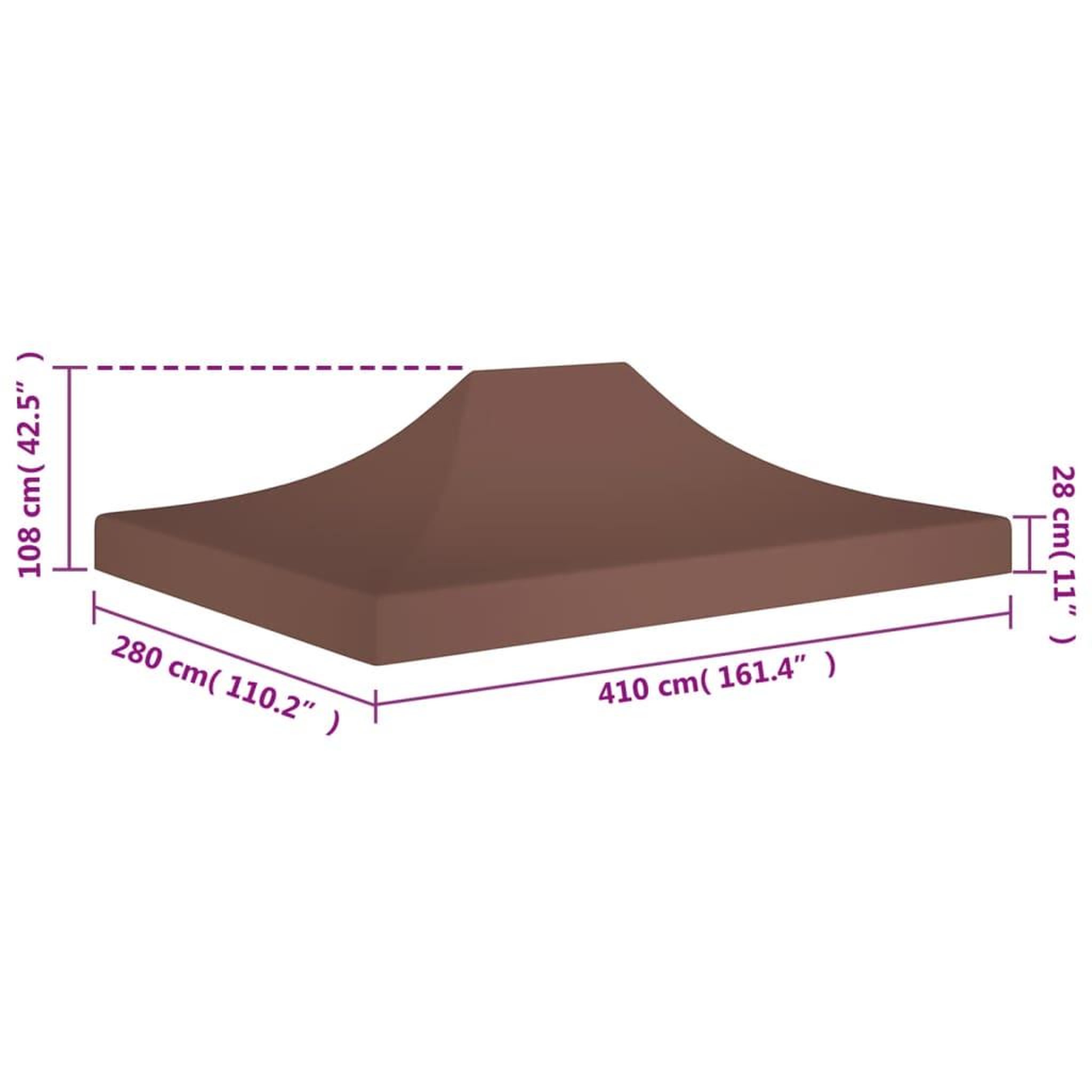 Voir la diapositive 6 : VIDAXL Toit de tente de reception 4x3 m Marron 270 g/m^2