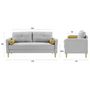 Voir la diapositive 4 : MARKET24 Canapé 3 places + 2 coussins - Tissu Gris clair - L 175 x P 80 x H 85 cm - COPENHAGUE