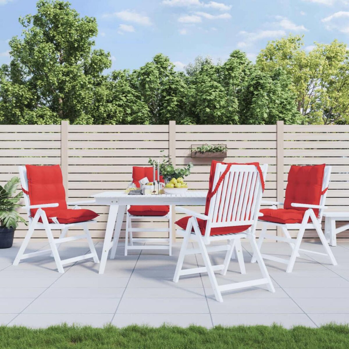 VIDAXL Coussins de chaise a dossier bas lot de 4 rouge tissu oxford