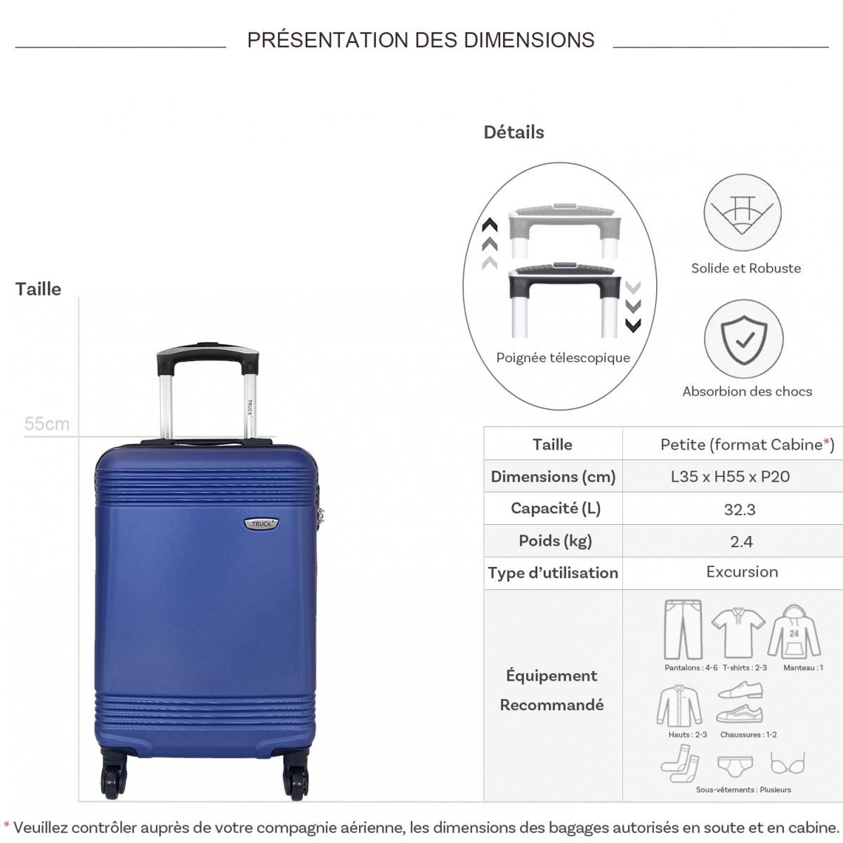 TRUCK Valise cabine passe-partout rigide 55cm