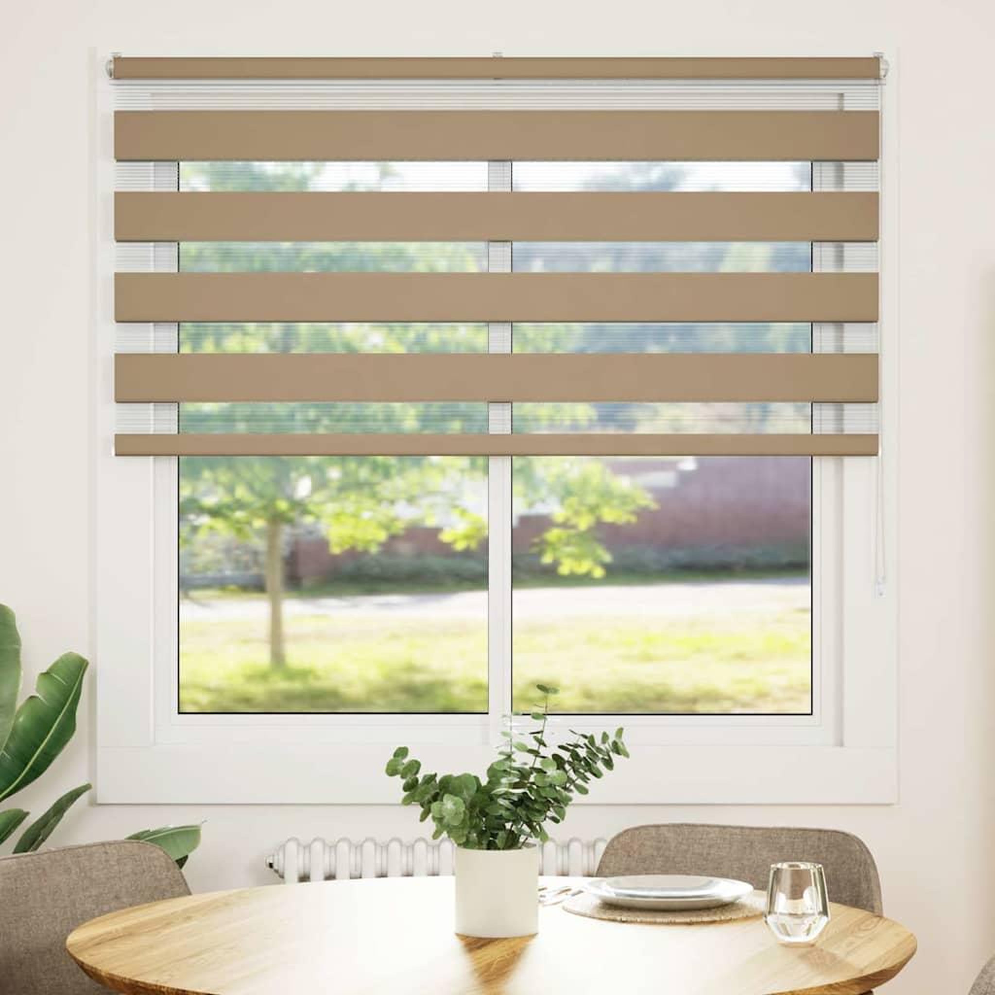 Voir la diapositive 2 : VIDAXL Store zebre marron sable largeur du tissu 135,9 cm polyester