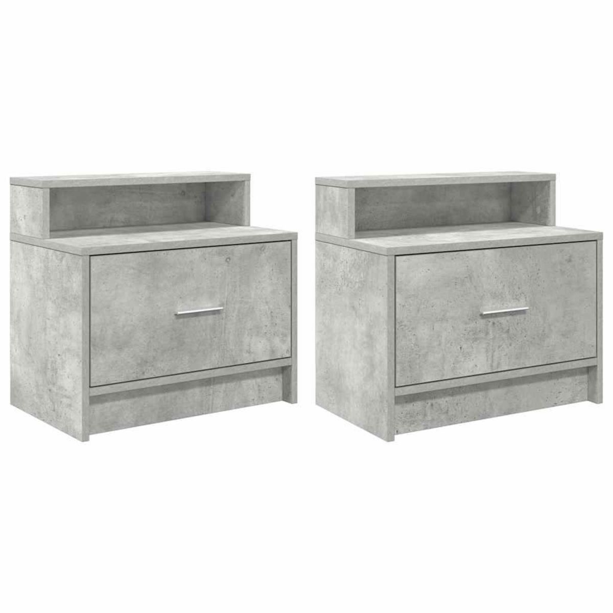 VIDAXL Tables de chevet avec tiroir 2 pcs gris beton 51x31x47 cm