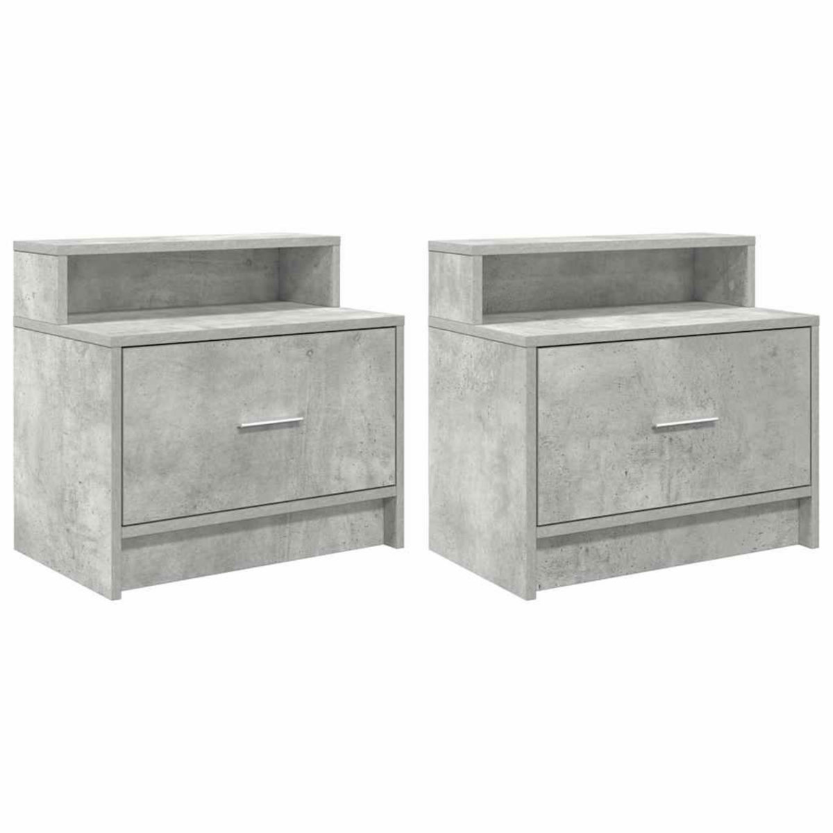 VIDAXL Tables de chevet avec tiroir 2 pcs gris beton 51x31x47 cm