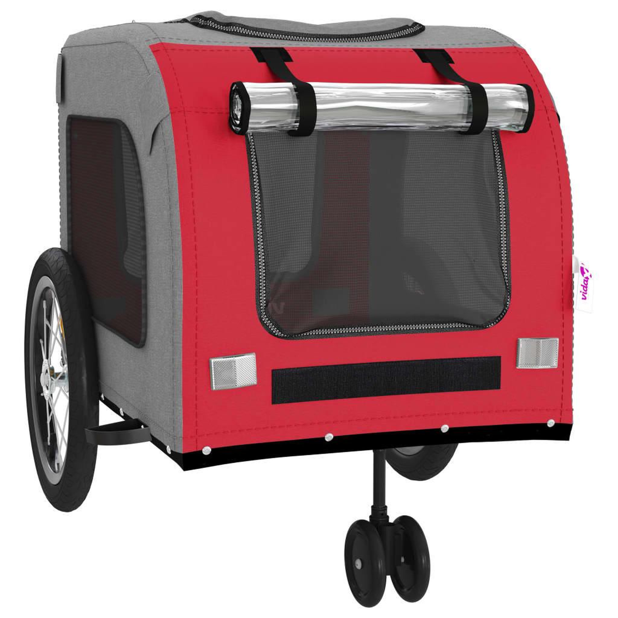 Voir la diapositive 5 : VIDAXL Remorque de velo pour animaux de compagnie rouge et gris