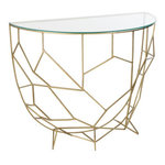 Paris Prix Console Design en Verre  Moza  90cm Or