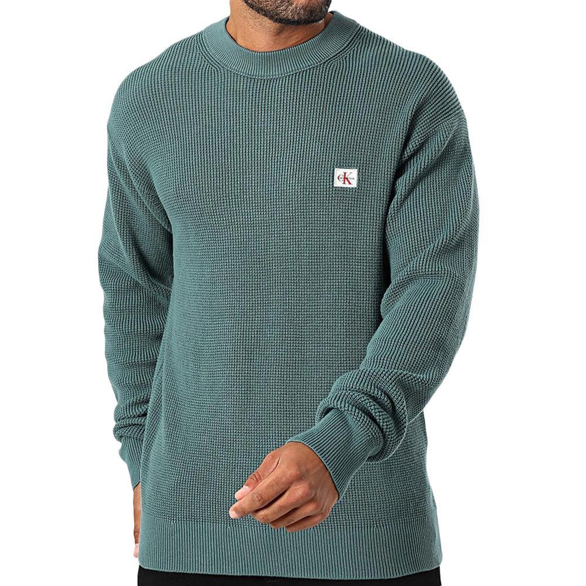 Voir la diapositive 1 : CALVIN KLEIN JEANS Pull Vert Foret Homme Calvin Klein Jeans Waffle