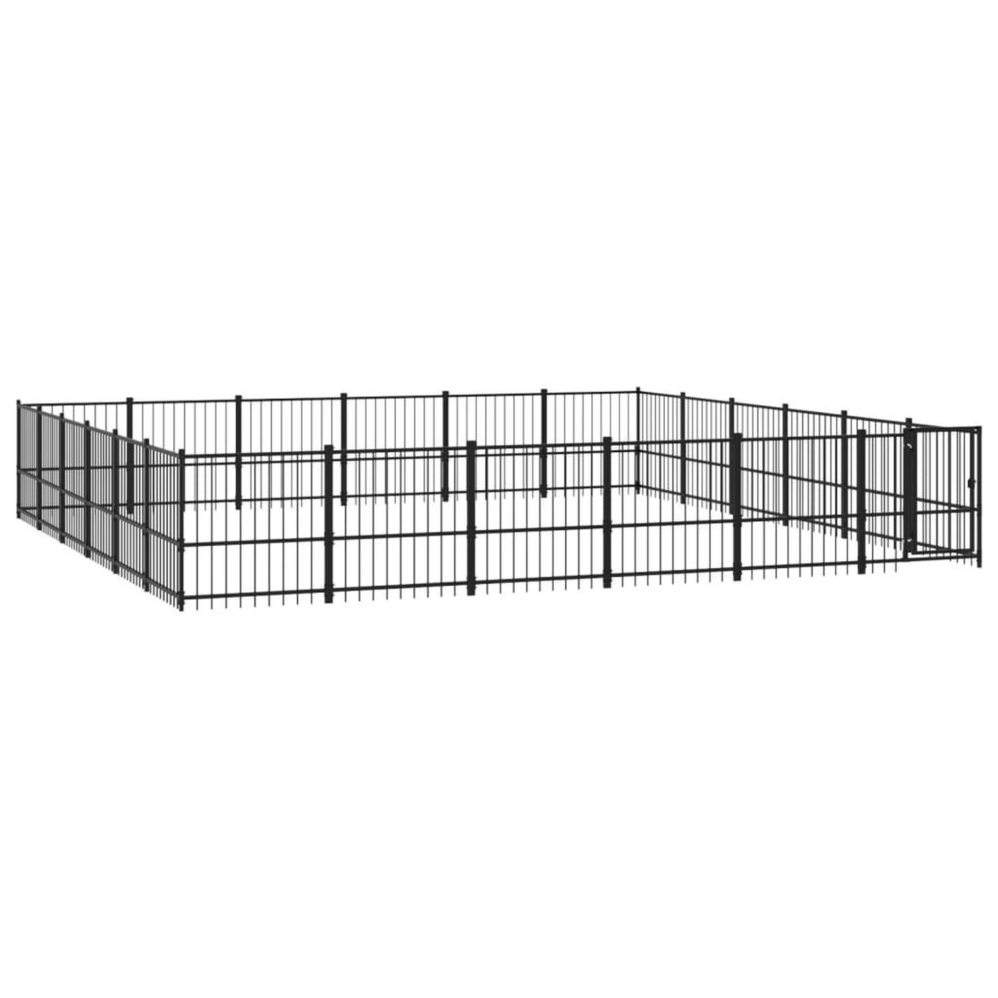 Voir la diapositive 2 : VIDAXL Chenil d'exterieur pour chiens Acier 33,87 m²