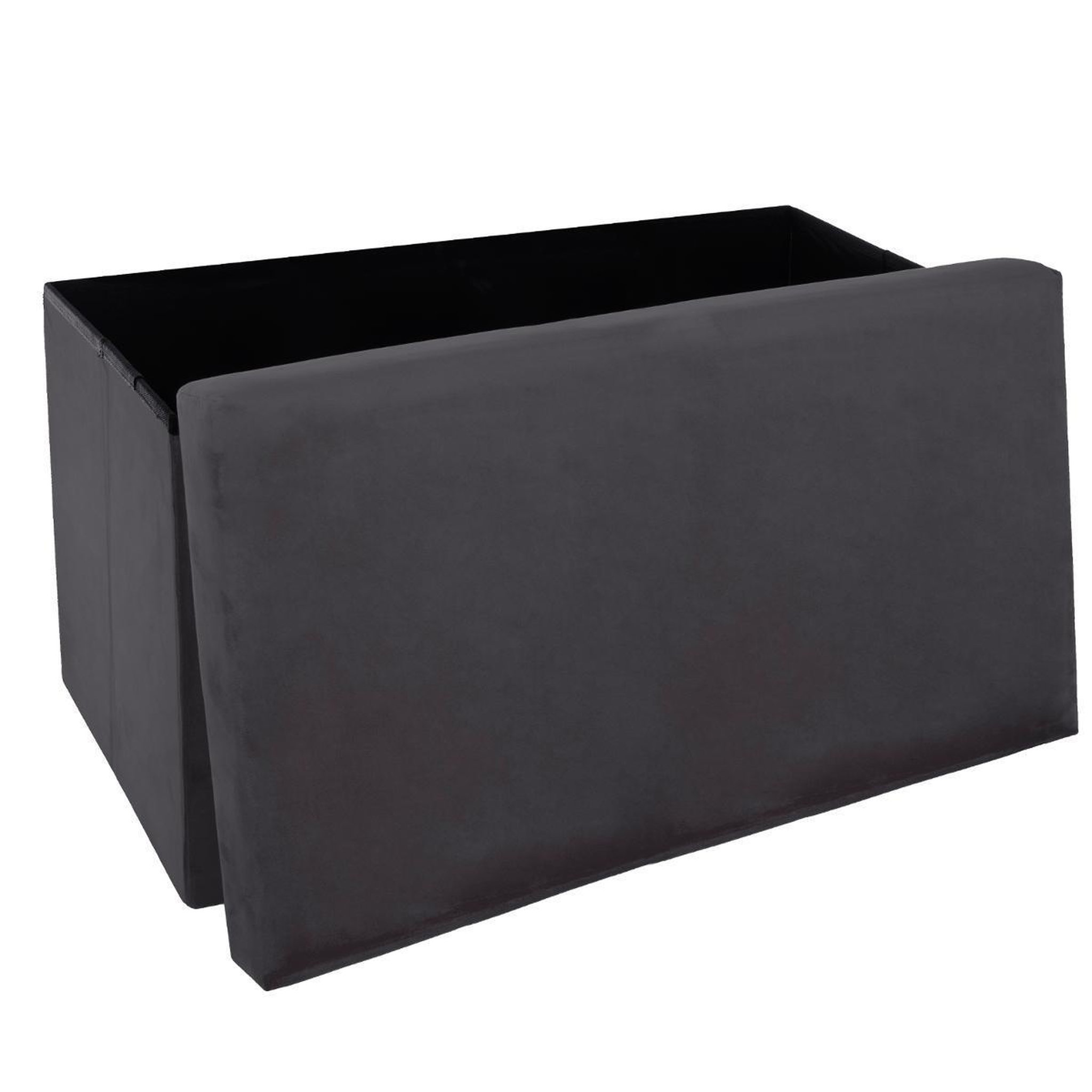 Voir la diapositive 2 : ATMOSPHERA Pouf pliable en velours  tess  76cm gris foncé
