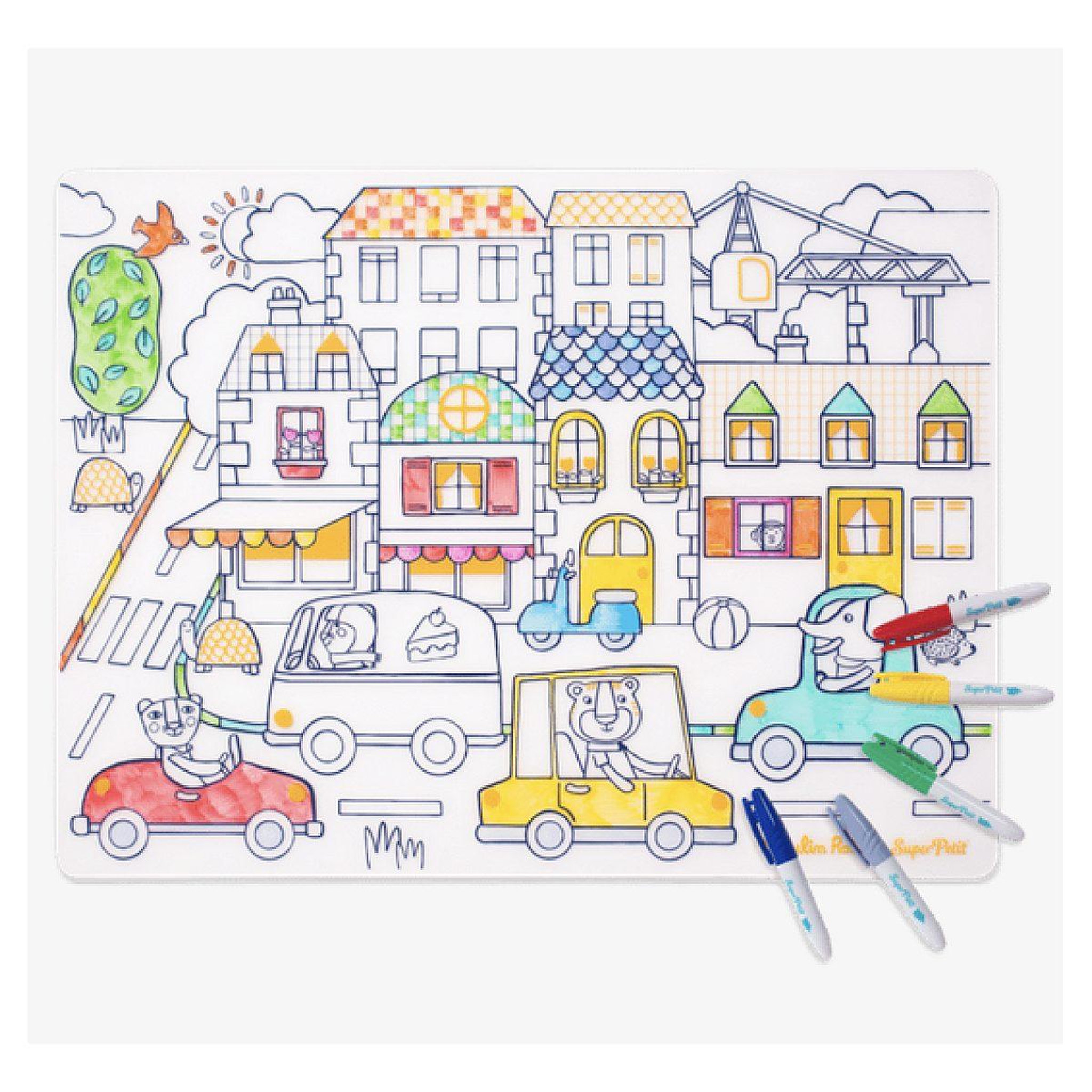 Voir la diapositive 3 : SUPER PETIT Set de table a colorier en silicone - collab superpetit x moulin roty popipop