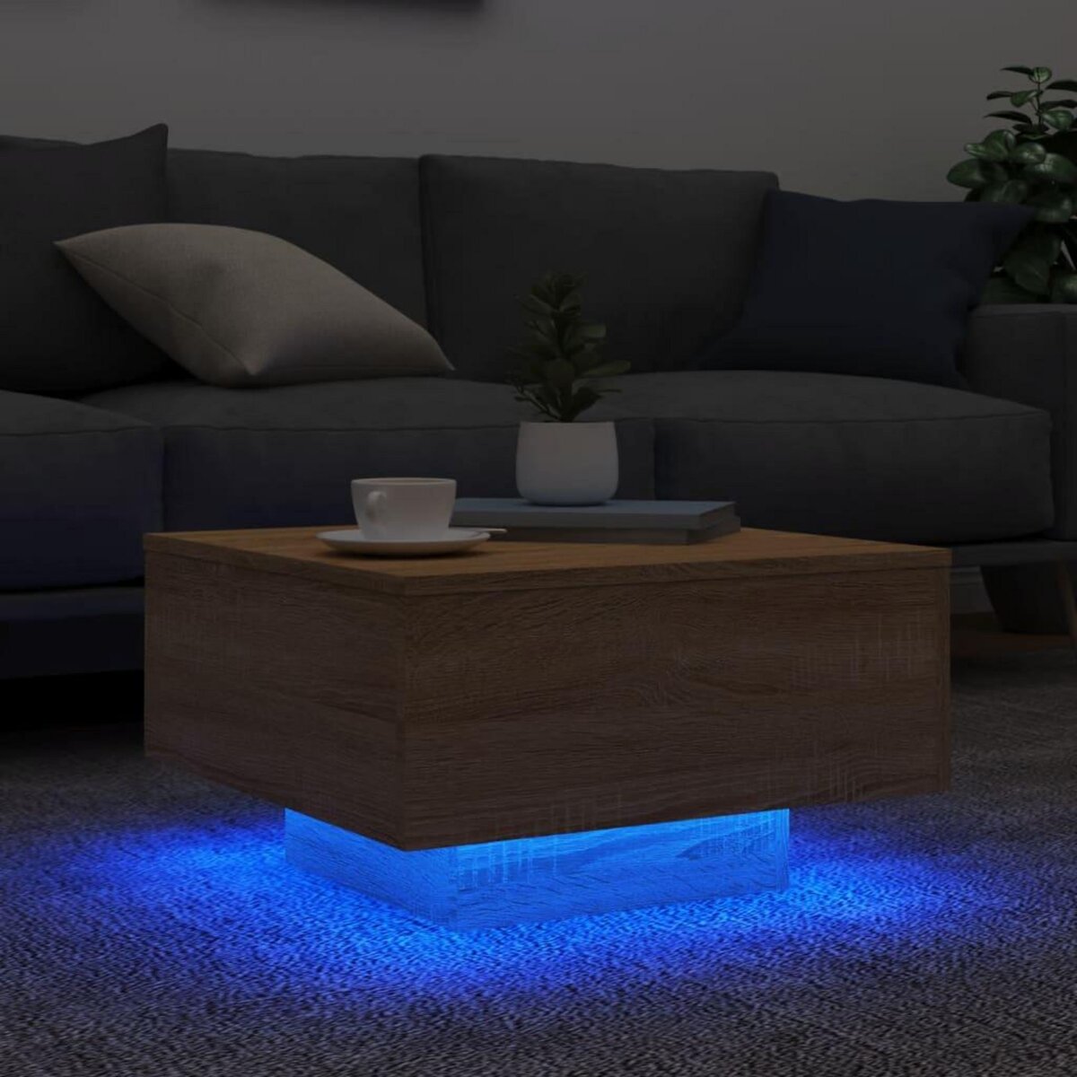 VIDAXL Table basse avec lumieres LED chene sonoma 55x55x31 cm