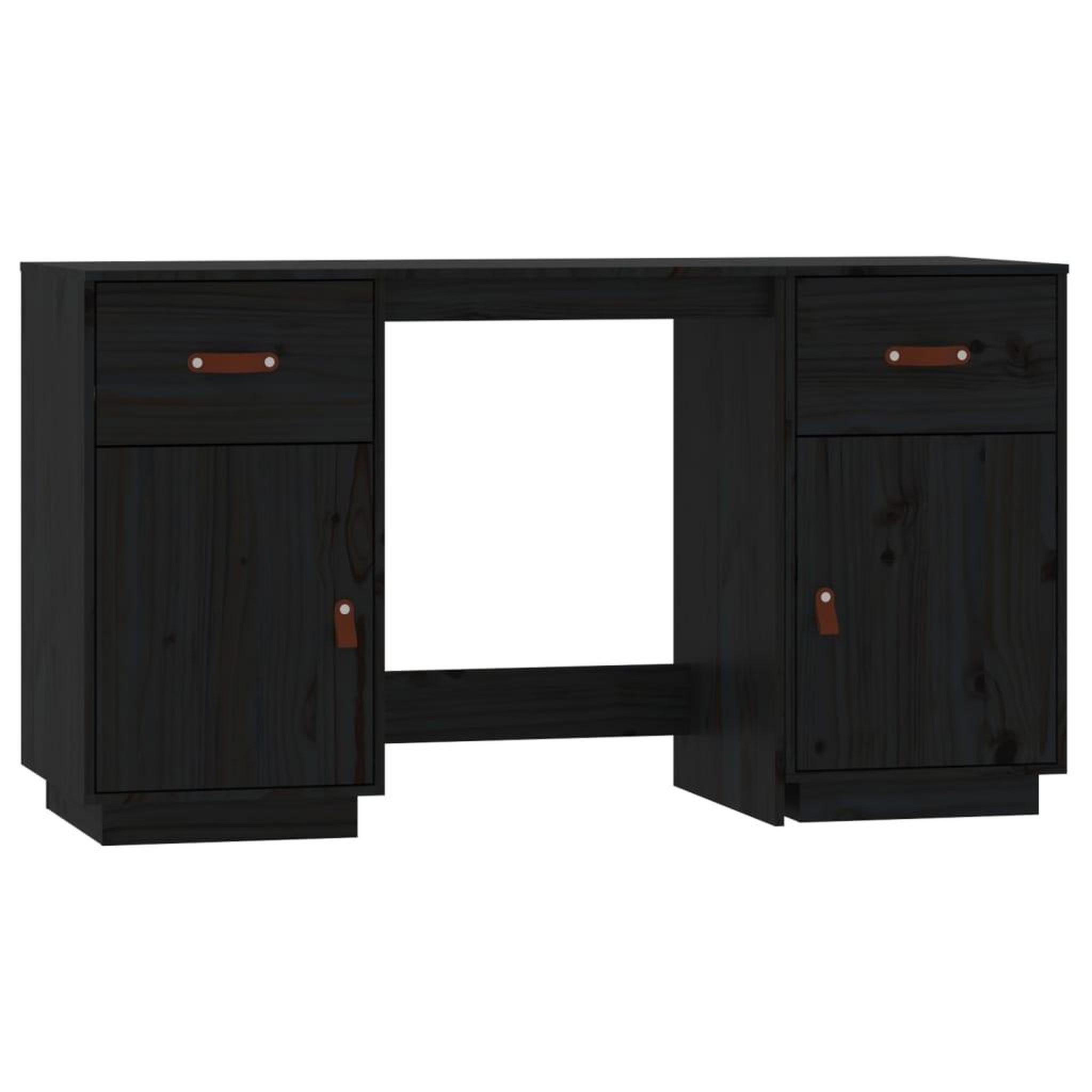 Voir la diapositive 2 : VIDAXL Bureau avec armoires Noir 135x50x75 cm Bois massif de pin
