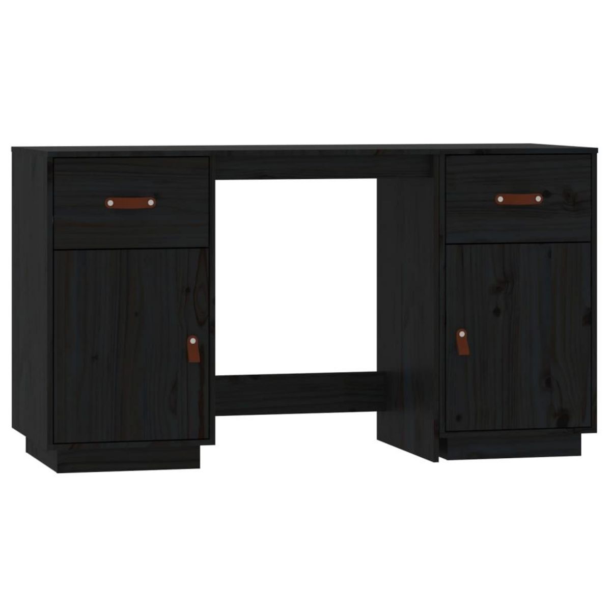 VIDAXL Bureau avec armoires Noir 135x50x75 cm Bois massif de pin