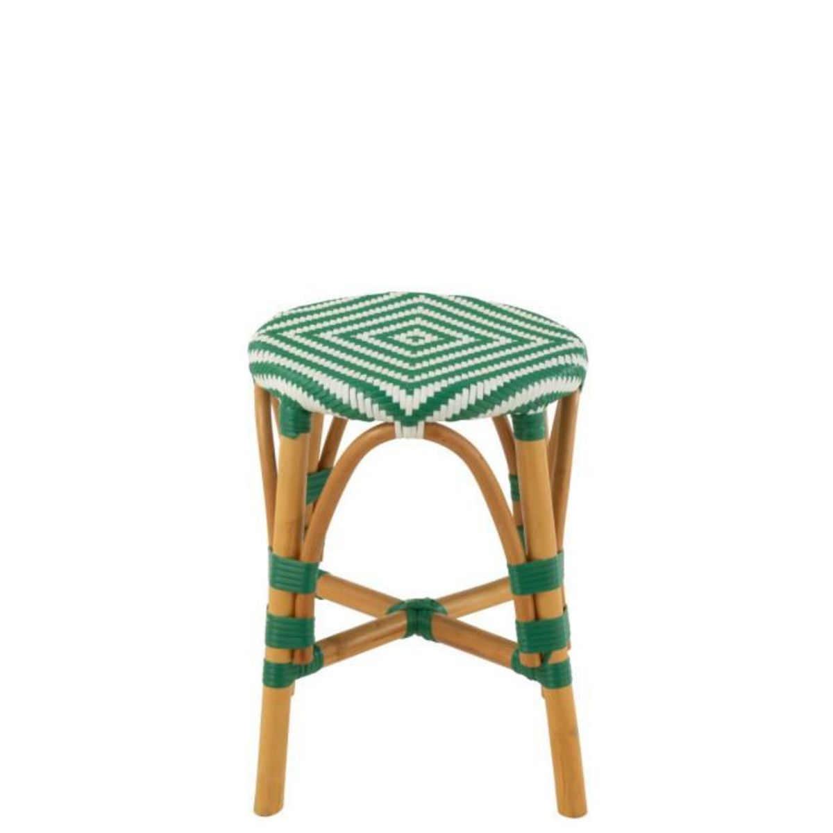 Paris Prix Tabouret en Rotin  Danial  44cm Vert Foncé & Naturel