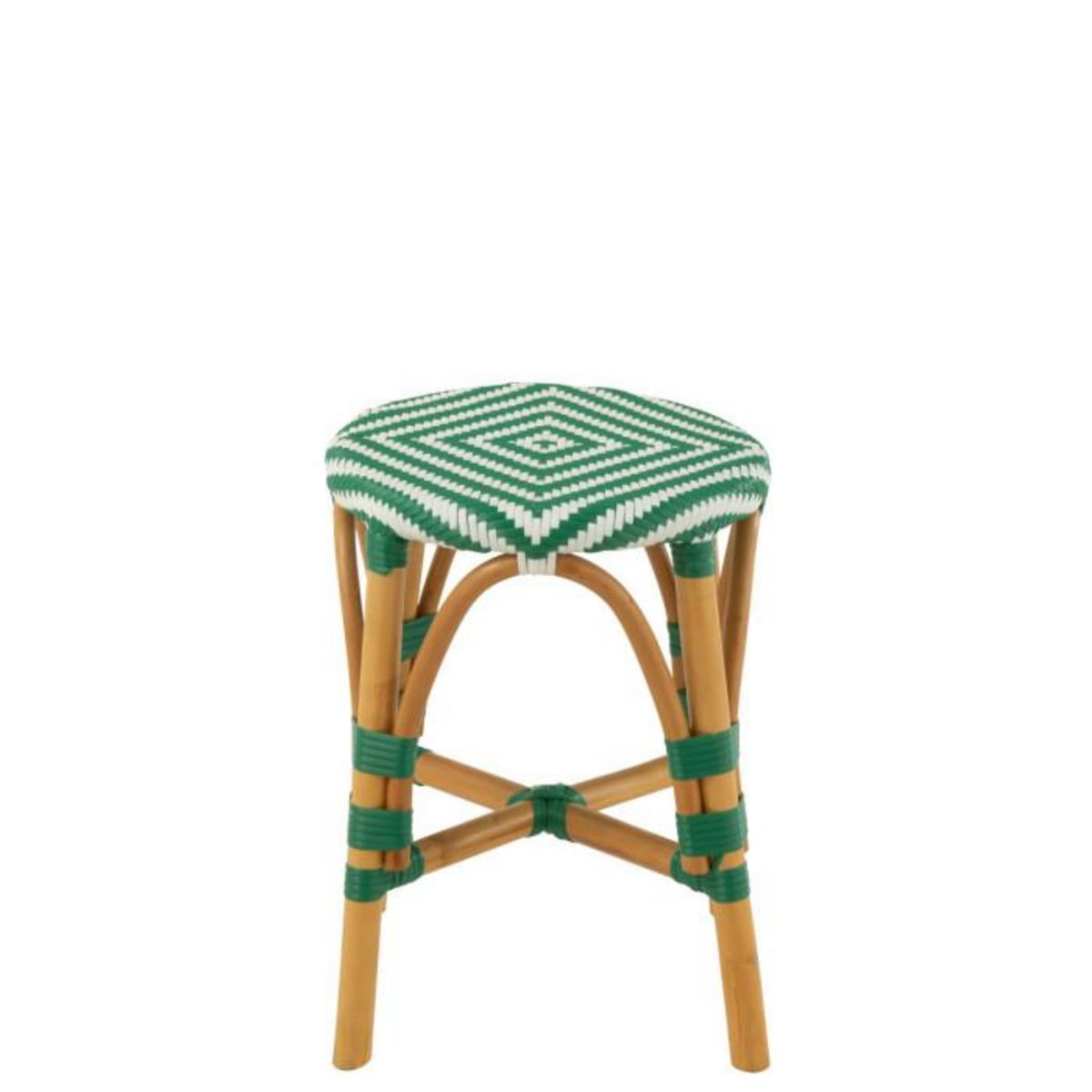 Paris Prix Tabouret en Rotin  Danial  44cm Vert Foncé