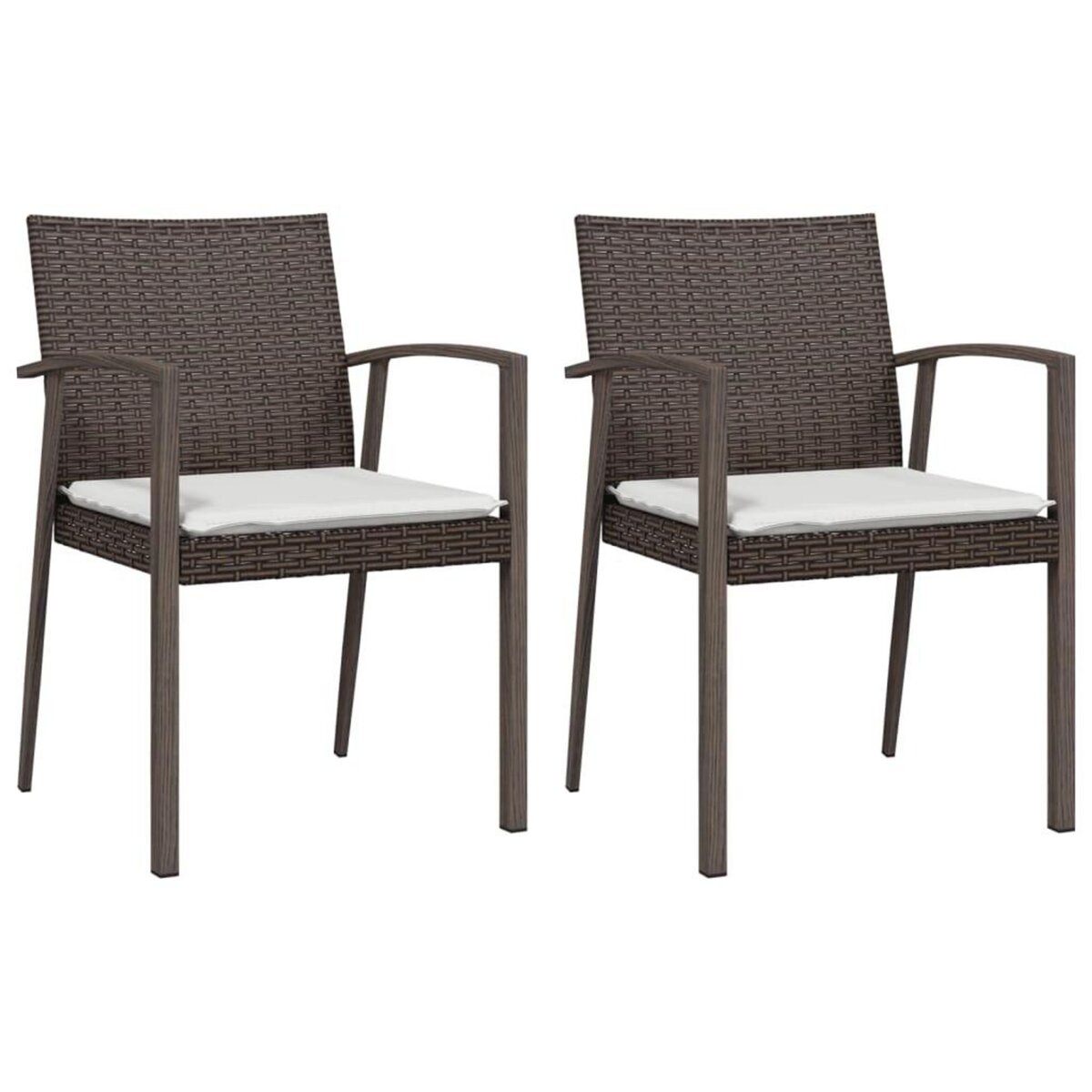 VIDAXL Chaises de jardin coussins lot de 2 marron 56,5x57x83 cm rotin