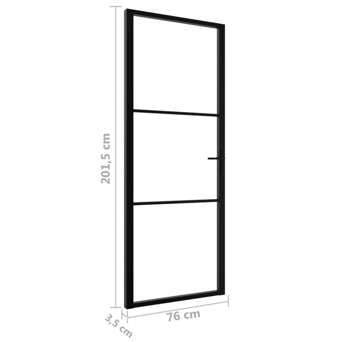 VIDAXL Porte interieure Verre ESG et aluminium 76x201,5 cm Noir