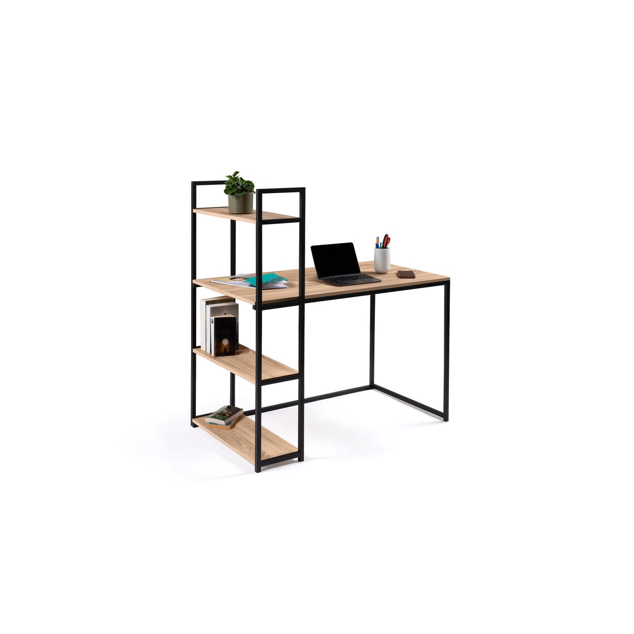 Voir la diapositive 1 : Bureau bibliothèque 2 en 1 L113 cm  HOUSTON 