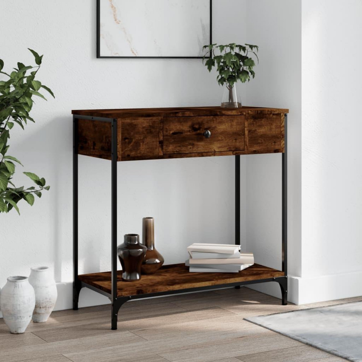 VIDAXL Table console chene fume 75x34,5x75 cm bois d'ingenierie