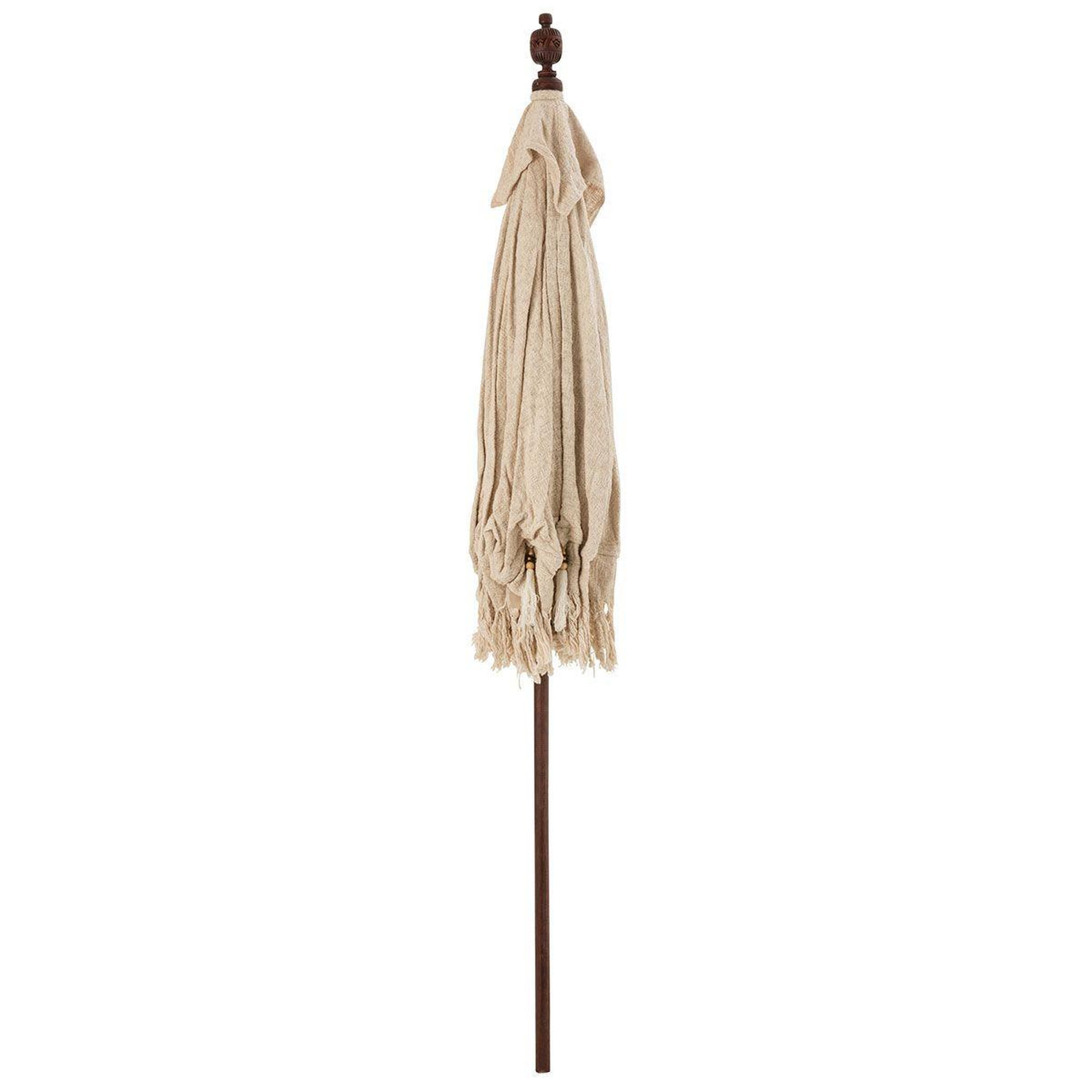 Voir la diapositive 2 : J-LINE Parasol Déco  Pompons & Coquillages  188cm Beige
