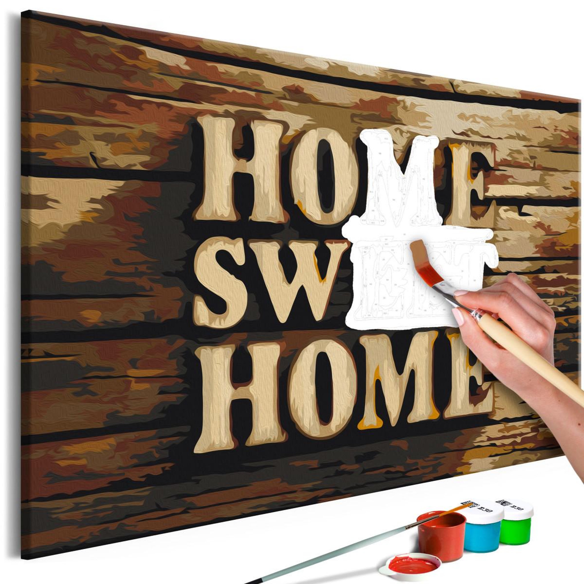 Voir la diapositive 1 : Paris Prix Tableau à peindre soi-même  wooden home  40x60cm