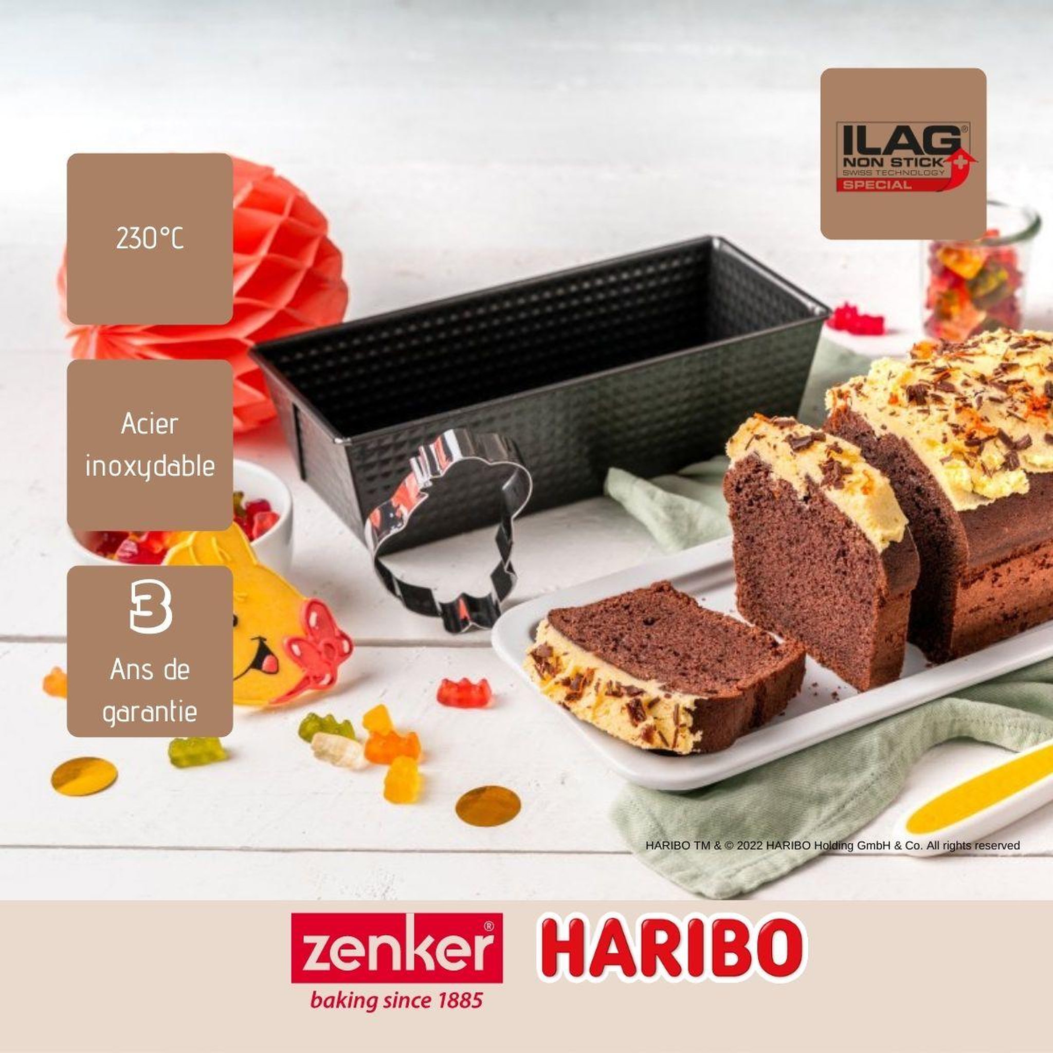 Voir la diapositive 4 : ZENKER Moule à cake 25 cm avec emporte-pièce zenker haribo