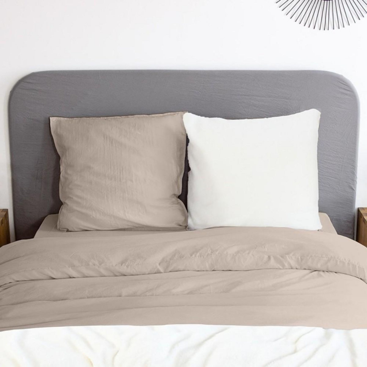 COTE DECO Housse de couette 260x240 + 2 taies Chaude et douillette Daim