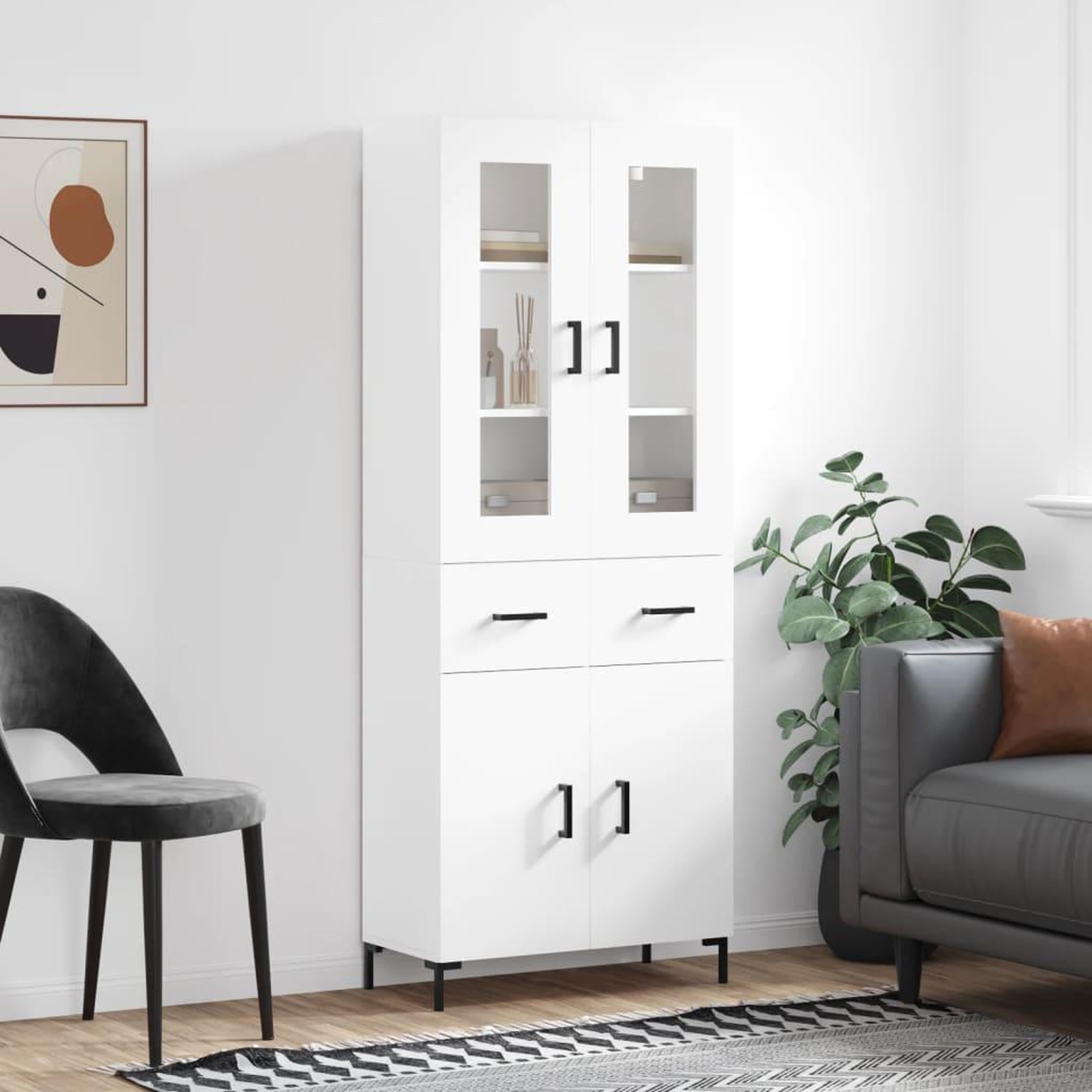 VIDAXL Buffet haut Blanc 69,5x34x180 cm Bois d'ingenierie