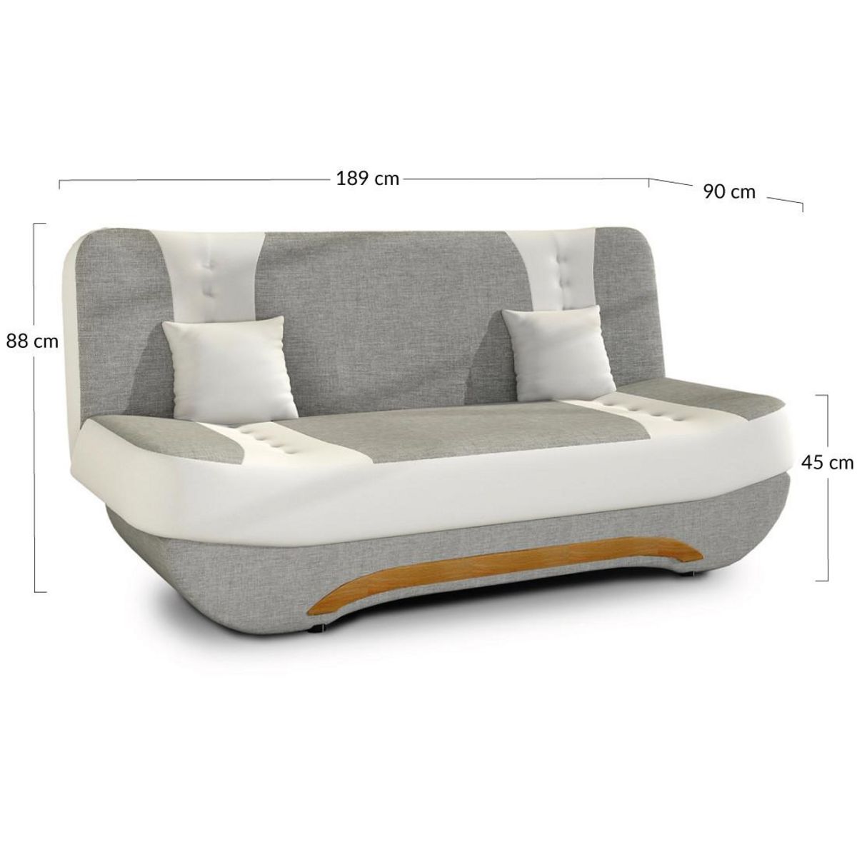 BEST MOBILIER Nelson - canapé convertible clic-clac 3 places en tissu