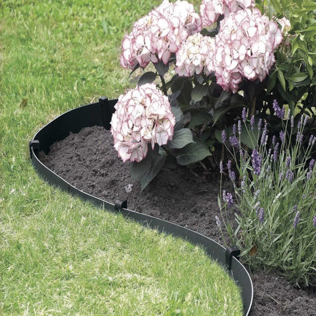 Nortene Bordure flexible en PE 100% recyclé, 10 m x 7,5 cm - Anthracite - Nortene