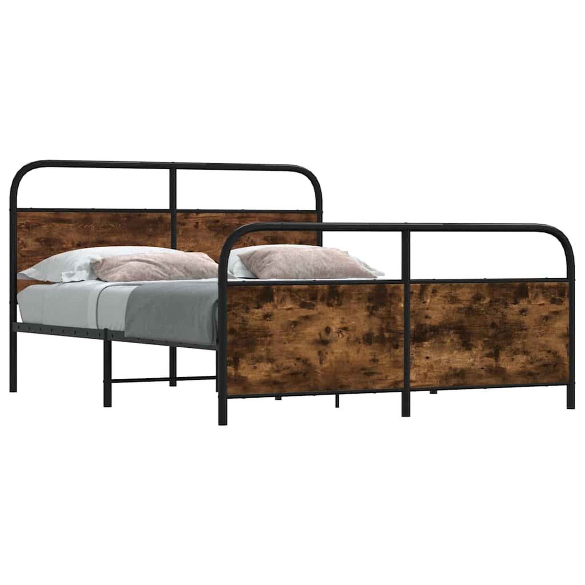 VIDAXL Cadre de lit en metal sans matelas chene fume 160x200 cm