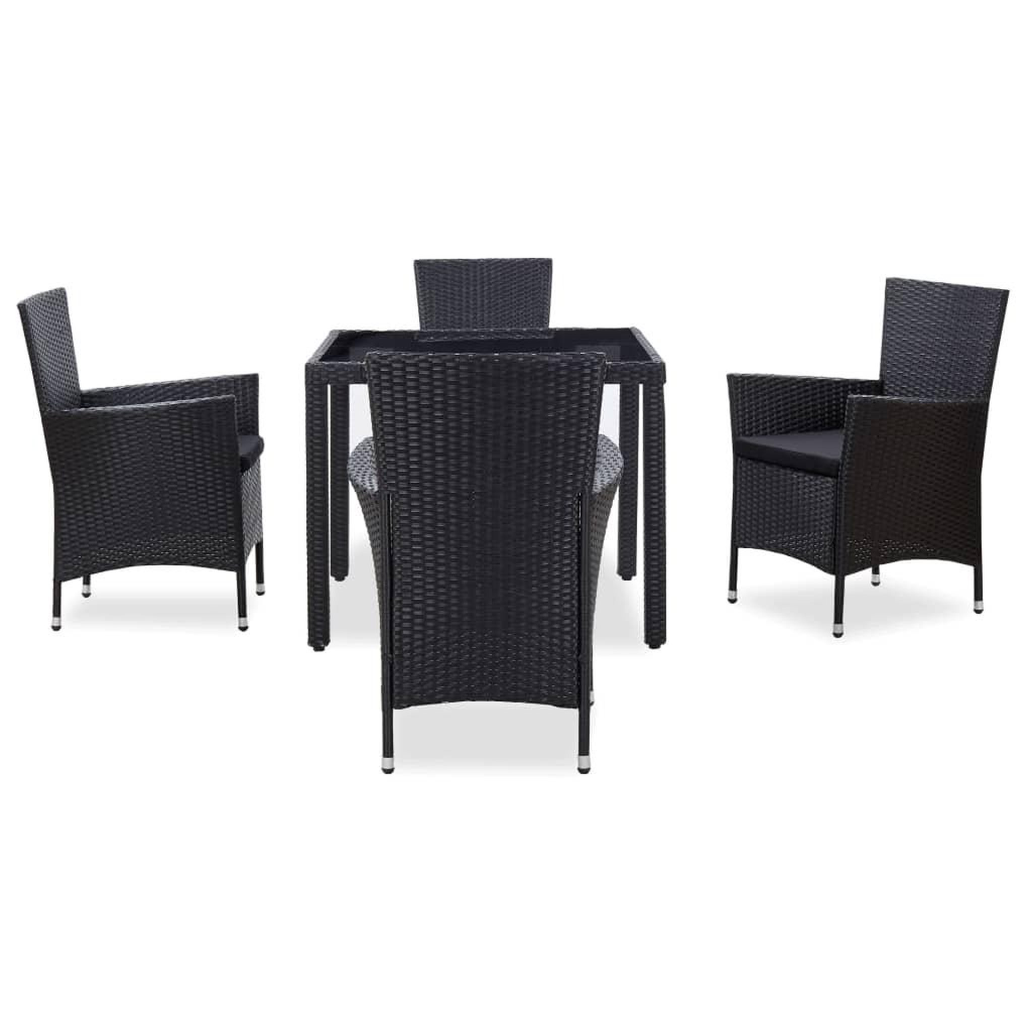 Voir la diapositive 2 : VIDAXL Ensemble a manger d'exterieur 5 pcs Resine tressee Noir