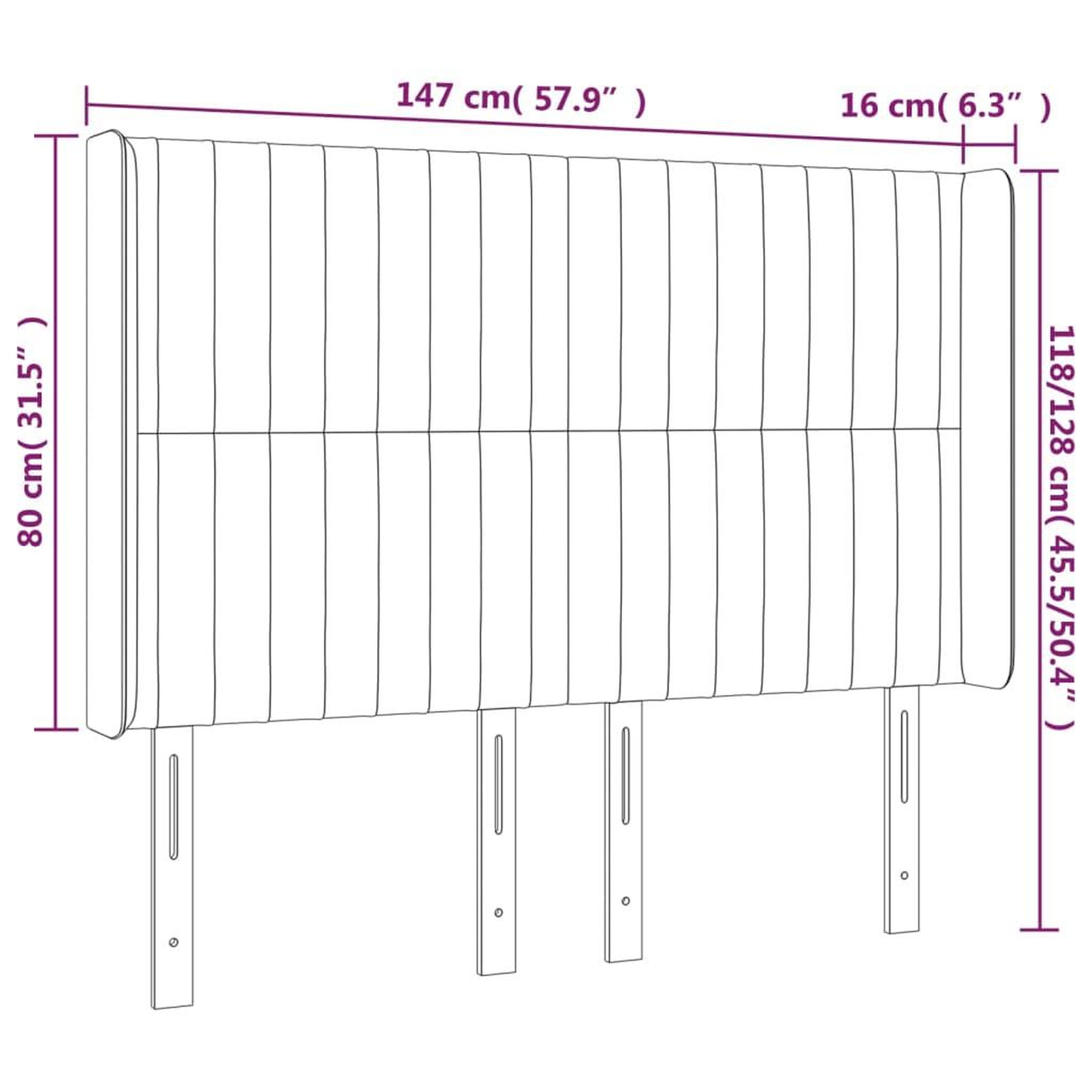 Voir la diapositive 6 : VIDAXL Tete de lit a LED Taupe 147x16x118/128 cm Tissu