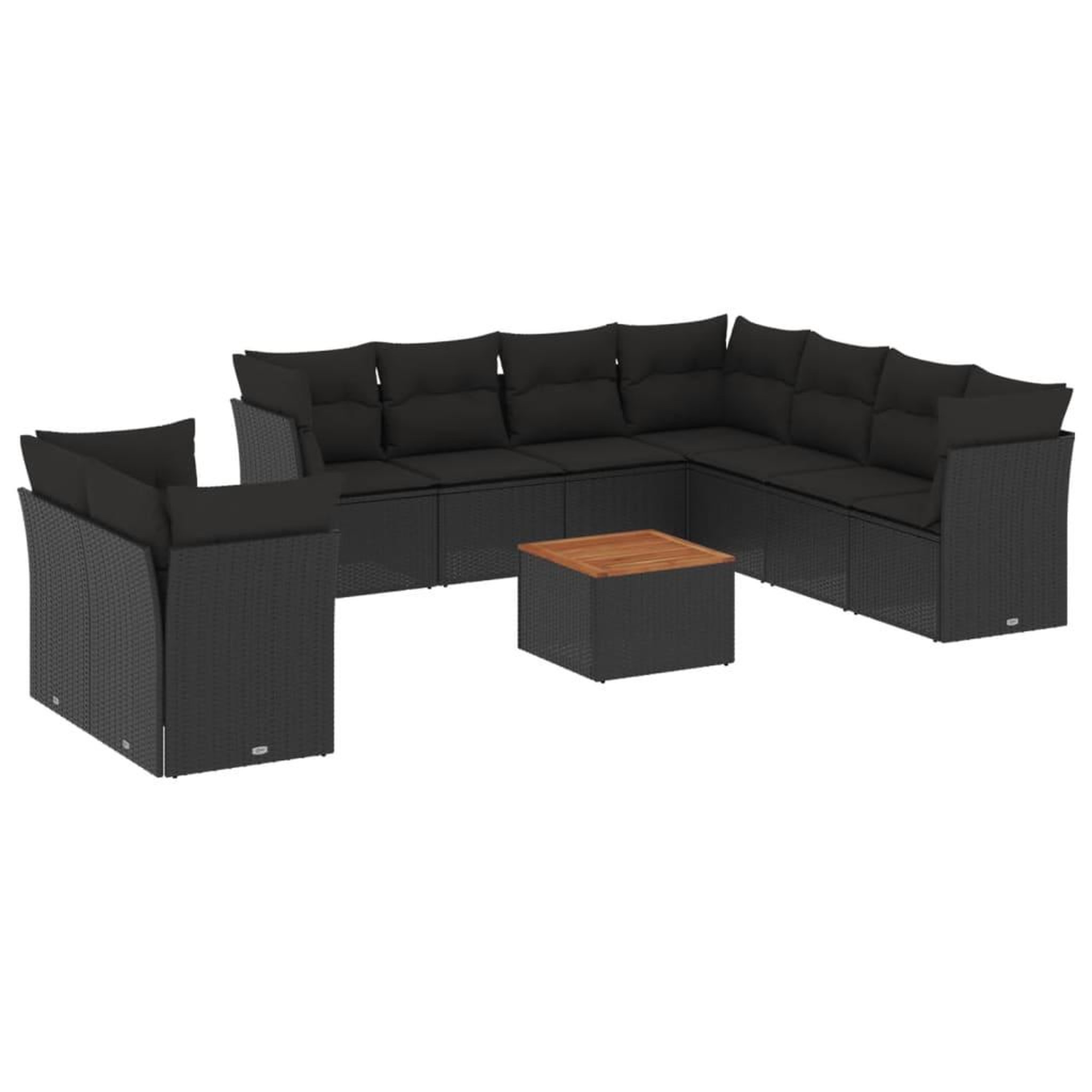 Voir la diapositive 2 : VIDAXL Salon de jardin 10 pcs avec coussins noir resine tressee