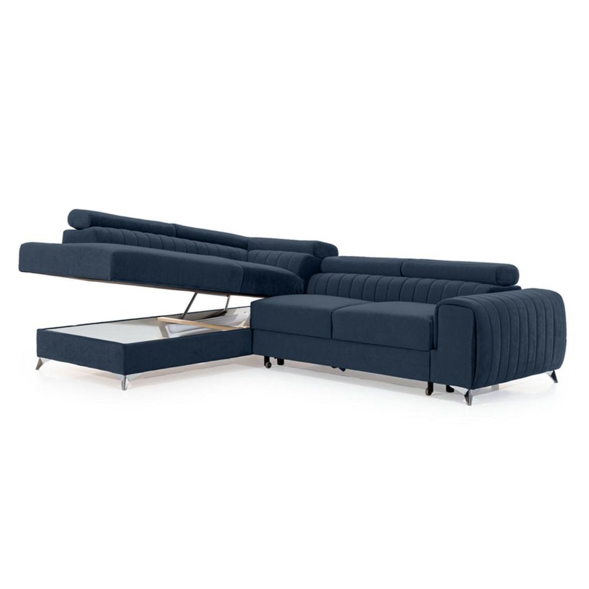 BEST MOBILIER Talisay - canapé d'angle gauche - 5 places - convertible avec coffre - en velours