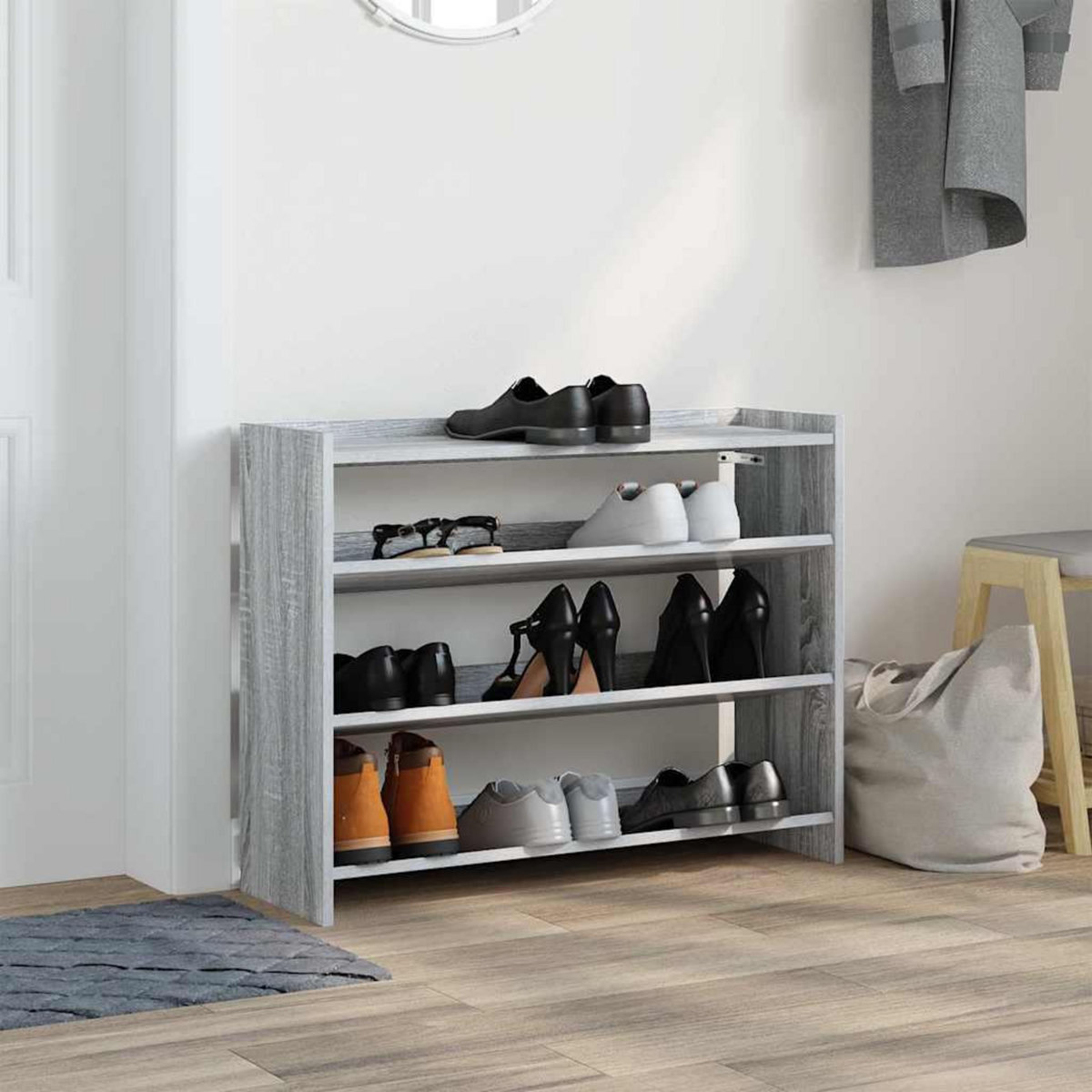 VIDAXL Etagere a chaussures sonoma gris 80x25x62 cm bois d'ingenierie