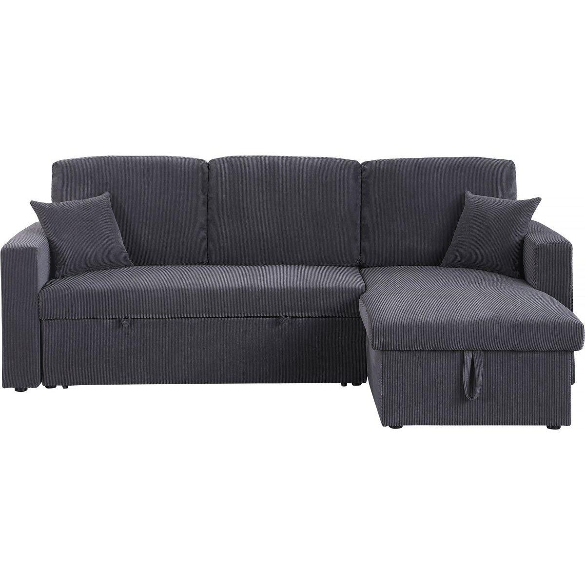 Habitat et Jardin Canapé d'angle convertible en velours côtelé  Alain  - 3 places - Gris