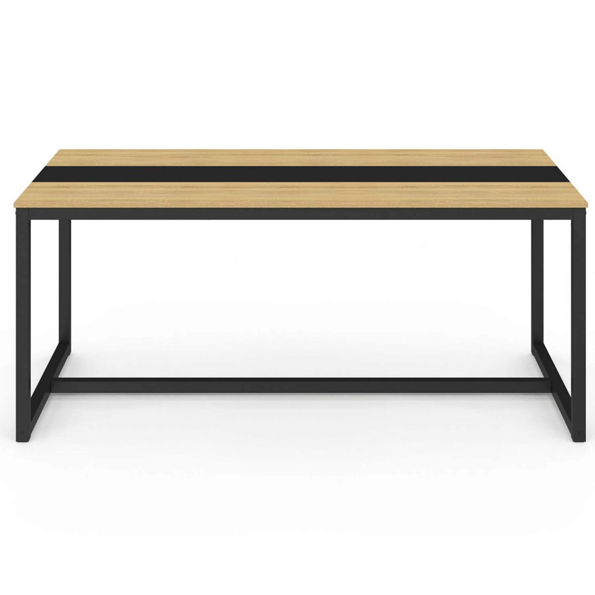Voir la diapositive 3 : ID MARKET Table à manger rectangle dover 8 personnes bande centrale noire design industriel 180 cm