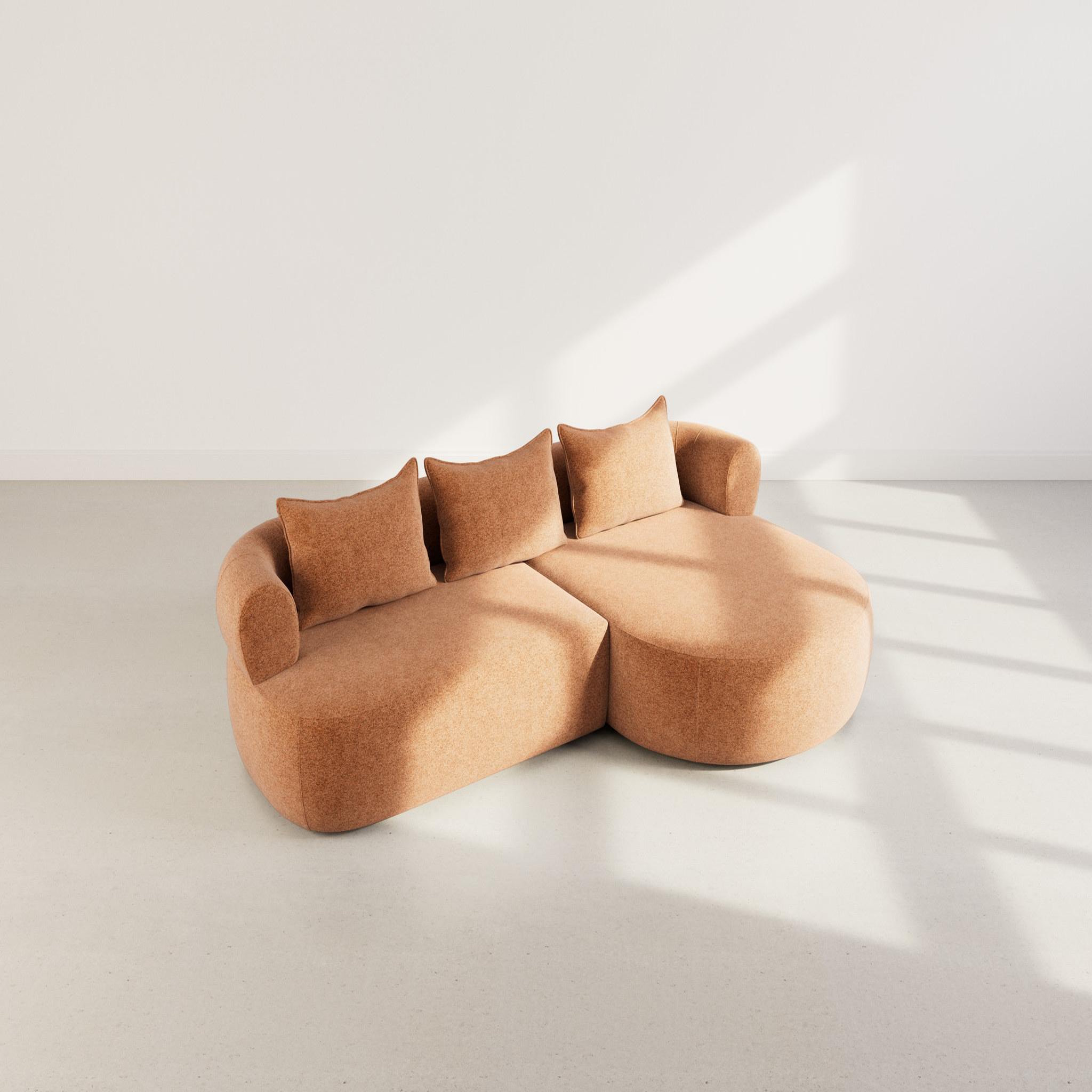 Voir la diapositive 3 : BEST MOBILIER Angela - canapé d'angle droit 4 places en velours texturé