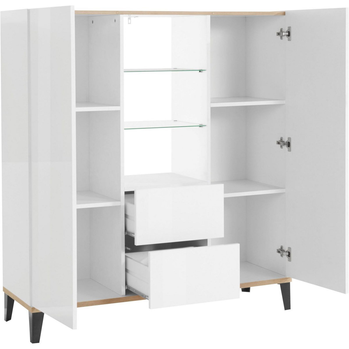 Buffet haut moderne 2 portes 2 tiroirs L120cm BARI