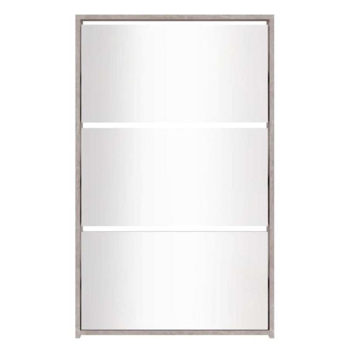 VIDAXL Armoire à chaussures miroir 3 niveaux Gris béton 63x17x102,5 cm