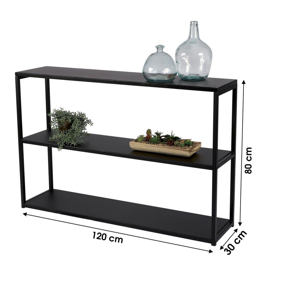 DIVERS Bibliothèque étagère design en métal Madison - L. 120 x H. 80 cm - Noir