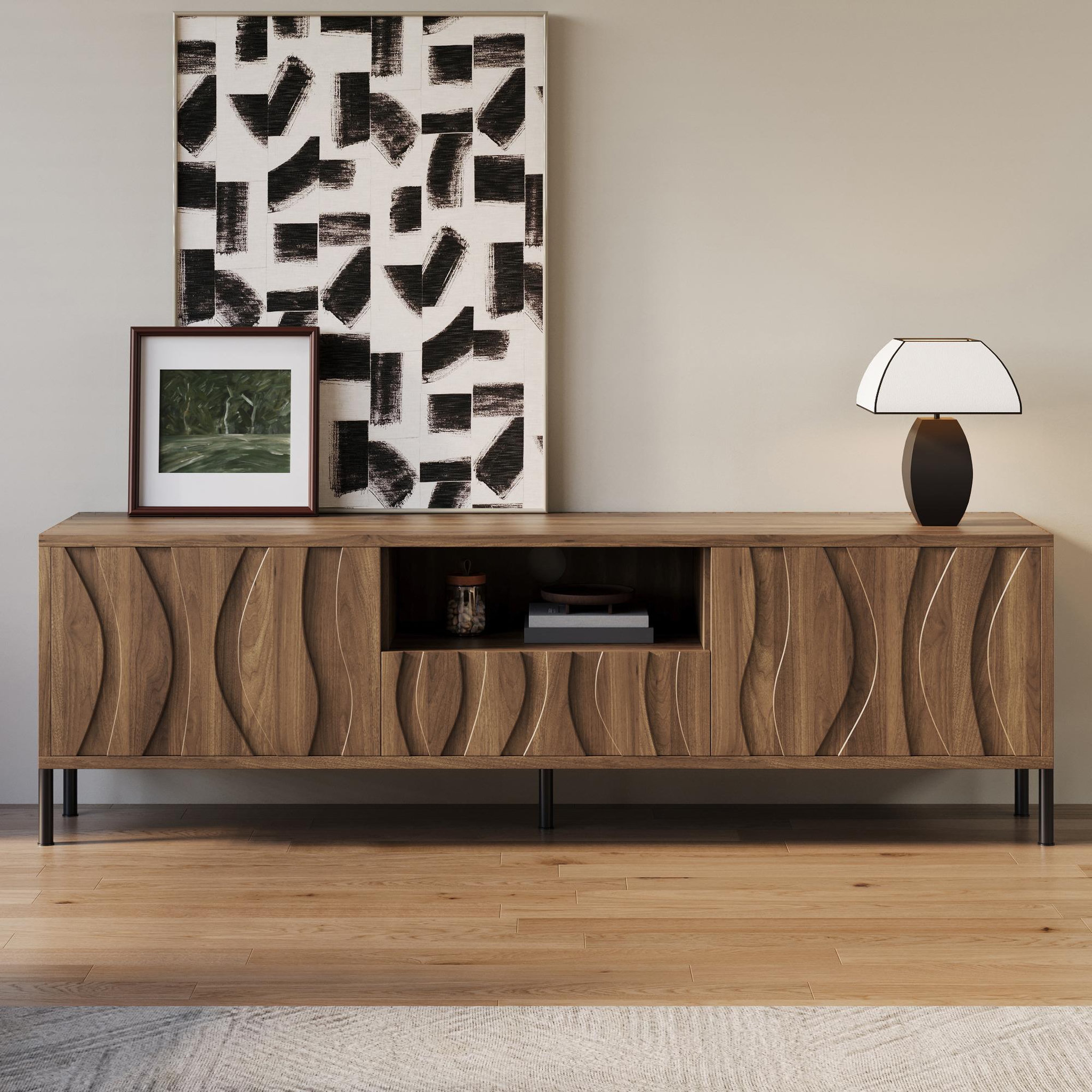 Voir la diapositive 2 : MERAX Meuble tv naturel 160 cm mdf