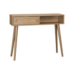 SWEEEK Console décor bois et cannage arrondi . Eva. 1 tiroir. 1 niche. pieds scandinaves. L 100 x l 29 x H 81cm