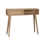 Voir la diapositive 1 : SWEEEK Console décor bois et cannage arrondi . Eva. 1 tiroir. 1 niche. pieds scandinaves. L 100 x l 29 x H 81cm