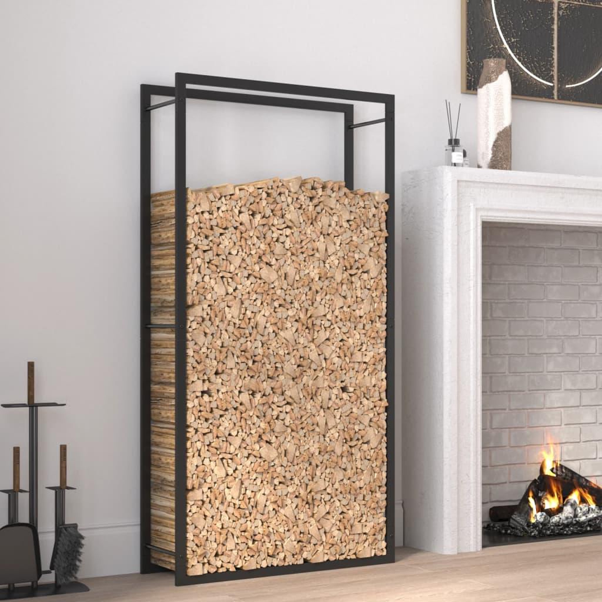 Voir la diapositive 1 : VIDAXL Portant de bois de chauffage Noir mat 80x28x154 cm Acier