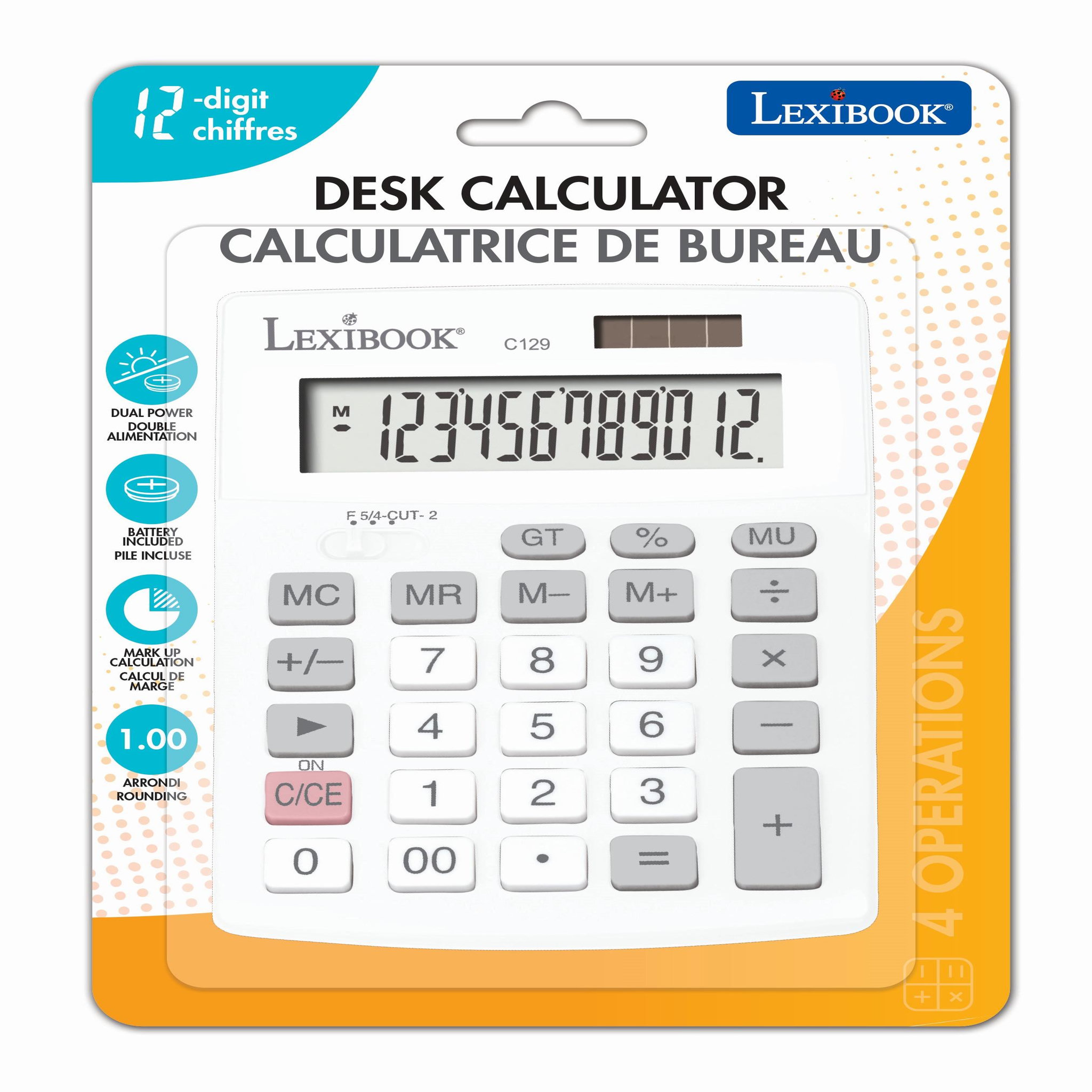 Voir la diapositive 5 : Lexibook Calculatrice de bureau 12 chiffres avec double alimentation