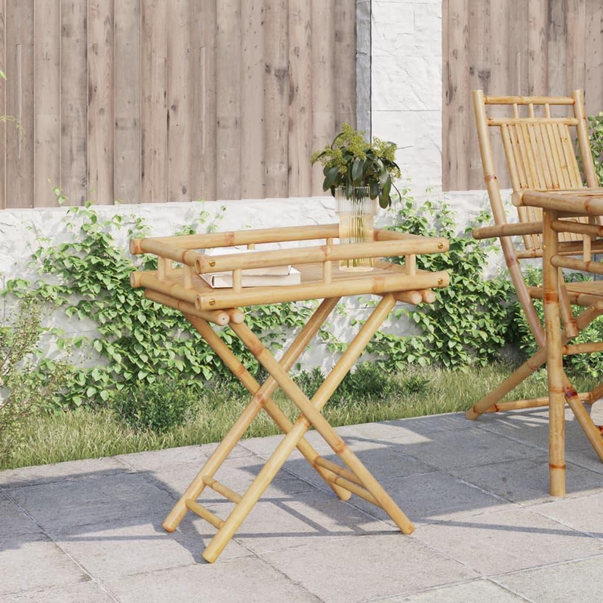 Voir la diapositive 3 : VIDAXL Table a plateau pliante 60x40x68 cm bambou
